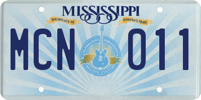 MS license plate MCN011