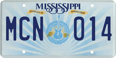 MS license plate MCN014