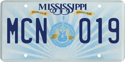 MS license plate MCN019