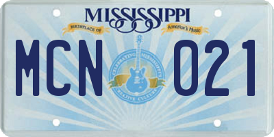 MS license plate MCN021