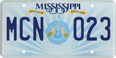 MS license plate MCN023