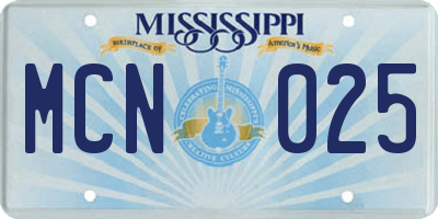 MS license plate MCN025