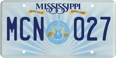 MS license plate MCN027
