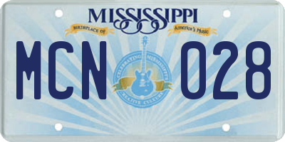MS license plate MCN028