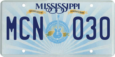 MS license plate MCN030