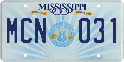 MS license plate MCN031