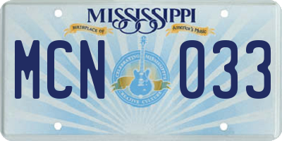 MS license plate MCN033