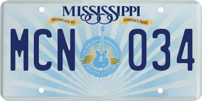 MS license plate MCN034