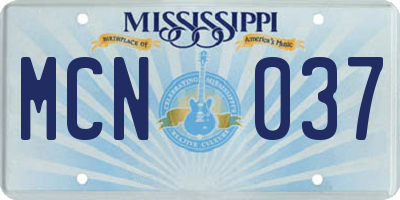 MS license plate MCN037