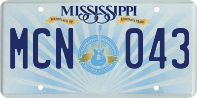 MS license plate MCN043