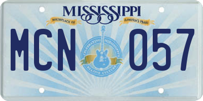 MS license plate MCN057