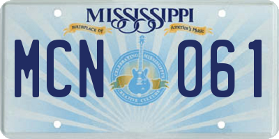 MS license plate MCN061