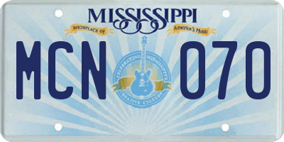 MS license plate MCN070