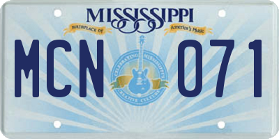 MS license plate MCN071