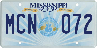 MS license plate MCN072