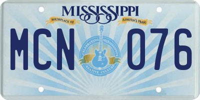 MS license plate MCN076