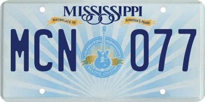 MS license plate MCN077