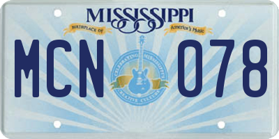 MS license plate MCN078