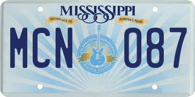 MS license plate MCN087