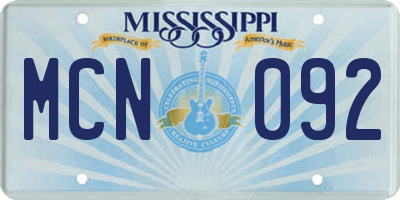 MS license plate MCN092