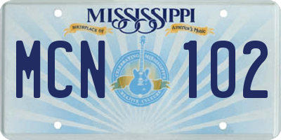MS license plate MCN102
