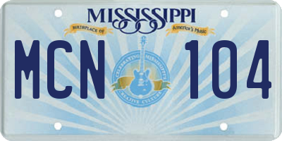 MS license plate MCN104