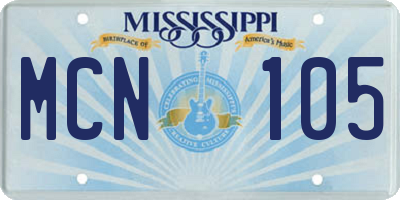 MS license plate MCN105