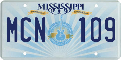 MS license plate MCN109