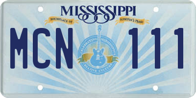 MS license plate MCN111