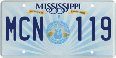 MS license plate MCN119