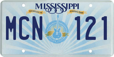 MS license plate MCN121