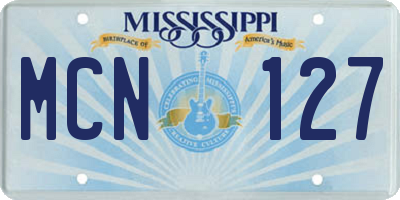 MS license plate MCN127