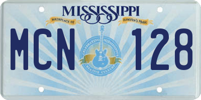 MS license plate MCN128