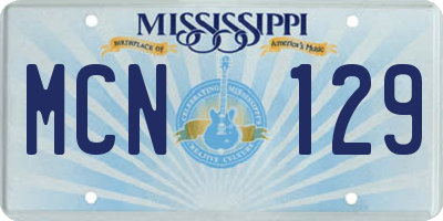 MS license plate MCN129