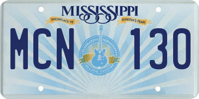 MS license plate MCN130
