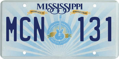 MS license plate MCN131
