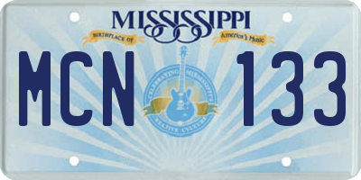 MS license plate MCN133