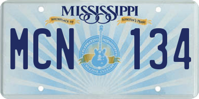 MS license plate MCN134