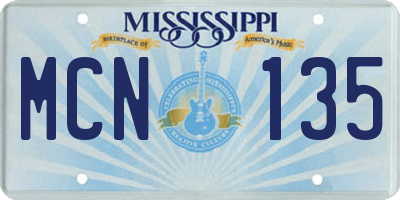 MS license plate MCN135