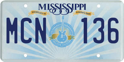 MS license plate MCN136