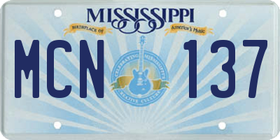 MS license plate MCN137