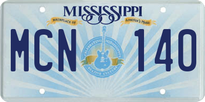 MS license plate MCN140