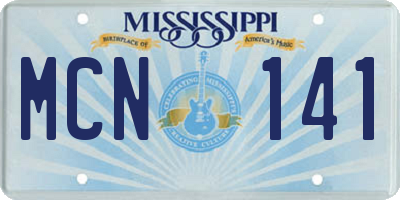 MS license plate MCN141