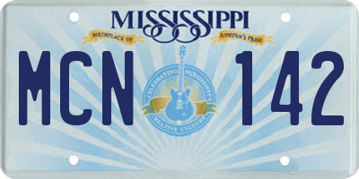 MS license plate MCN142