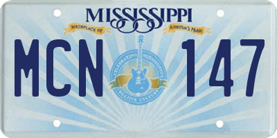 MS license plate MCN147