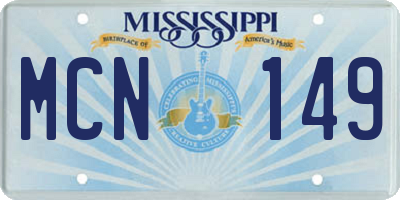MS license plate MCN149
