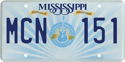 MS license plate MCN151