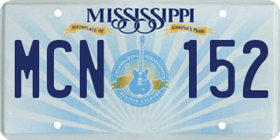 MS license plate MCN152
