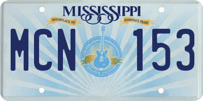 MS license plate MCN153