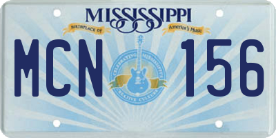 MS license plate MCN156